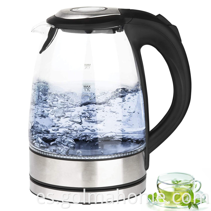 1.7L BPA Free Food Grade Tea Maker Caldera de agua caliente de alta calidad Hervidor de vidrio eléctrico con filtro